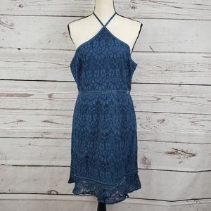 NWT Chelsea 28 halter lace navy sheath dress